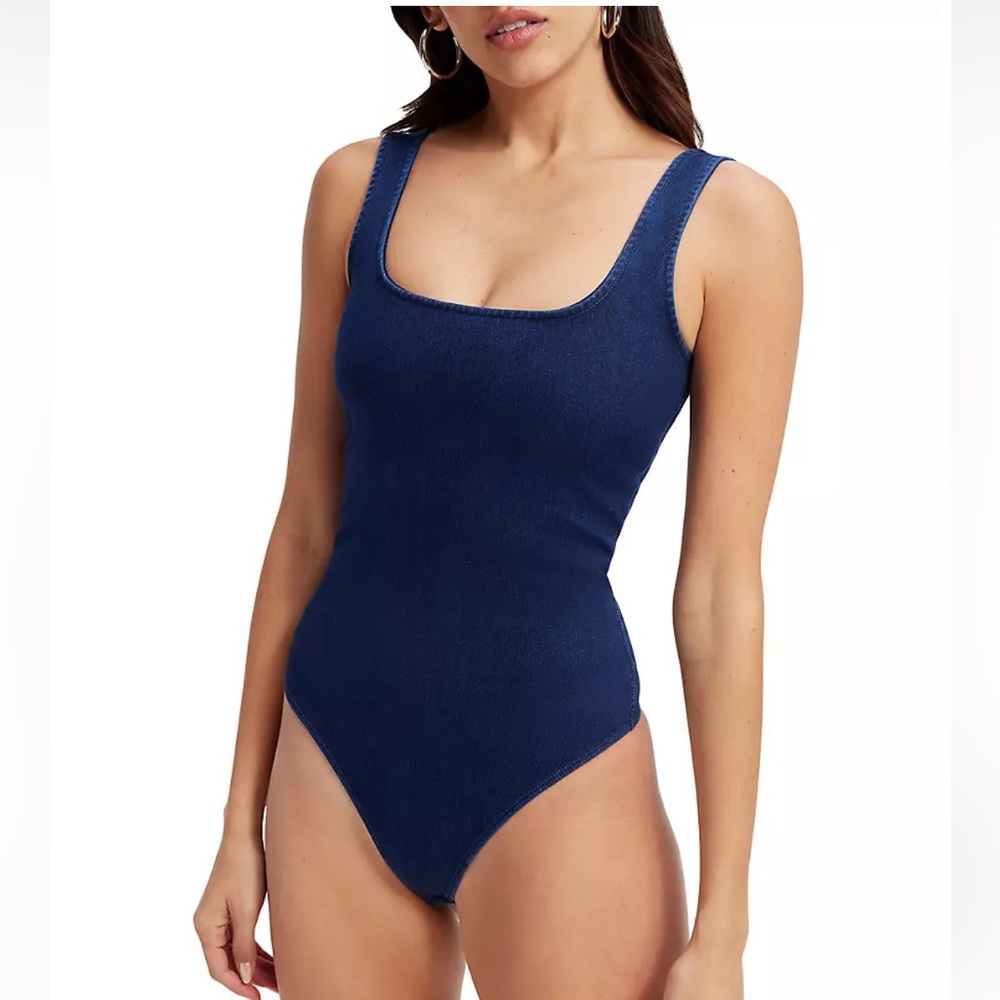 Good American Soft Sculpt Denim Modern Tank Bodysuit